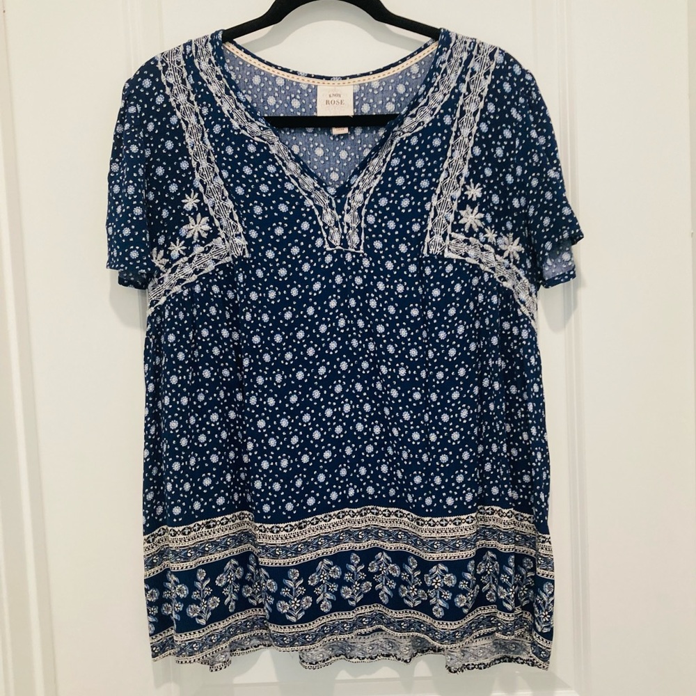 Knox Rose Boho Embroidered Blouse